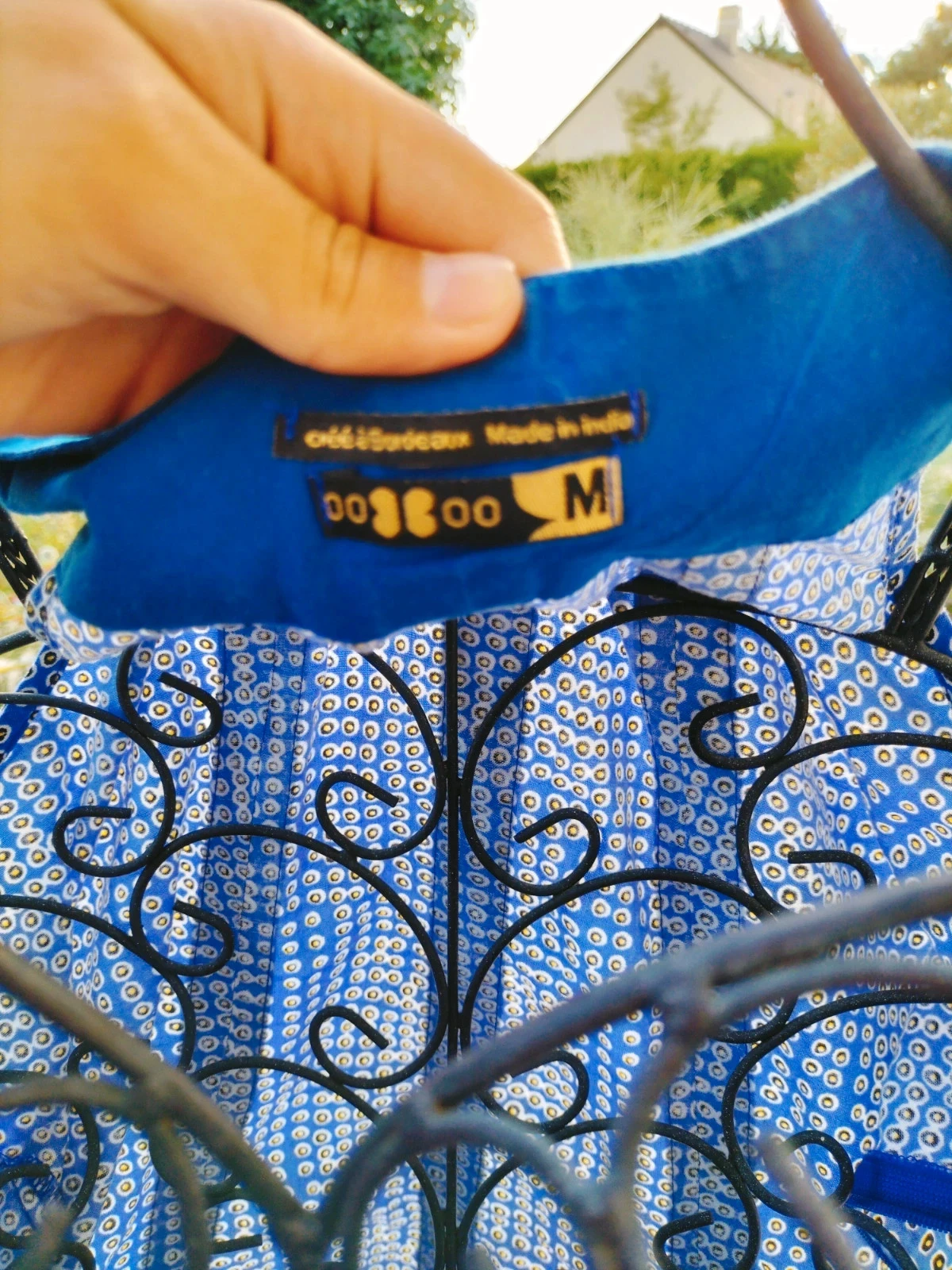 Robe épaule nues bleu femme coton – photo 8